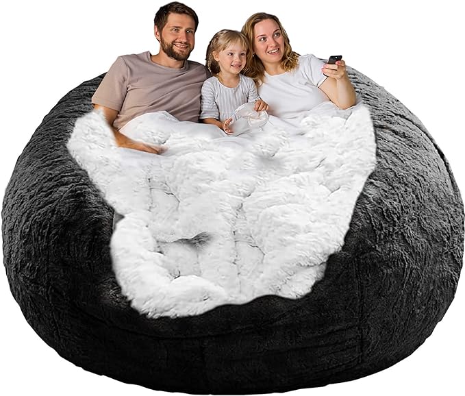 Bean Bag Chair Cover Without Filler, Big Round Soft Fluffy PV Velvet Washable by YudouTech