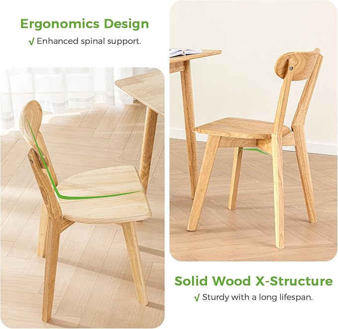 DELAVIN Solid Wood Dining Chairs Set of 4, Farmhouse Oak Wood Kitchen Chair - Image 5