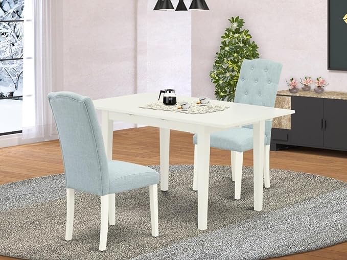 East West Furniture NOCE3-LWH-15 3 Piece Dining Table Set Contains a Rectangle - Image 6