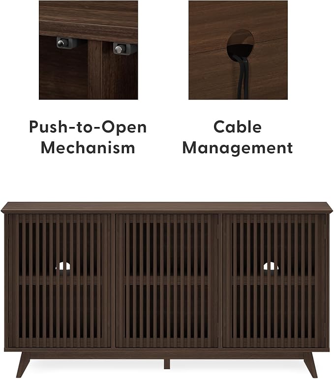 Plank+Beam Mid-Century Modern Wood TV Stand, Three Door Solid Wood - Image 5