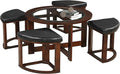 Roundhill Furniture Cylina Solid Wood Glass Top Round Coffee Table by RoundhillFurniture