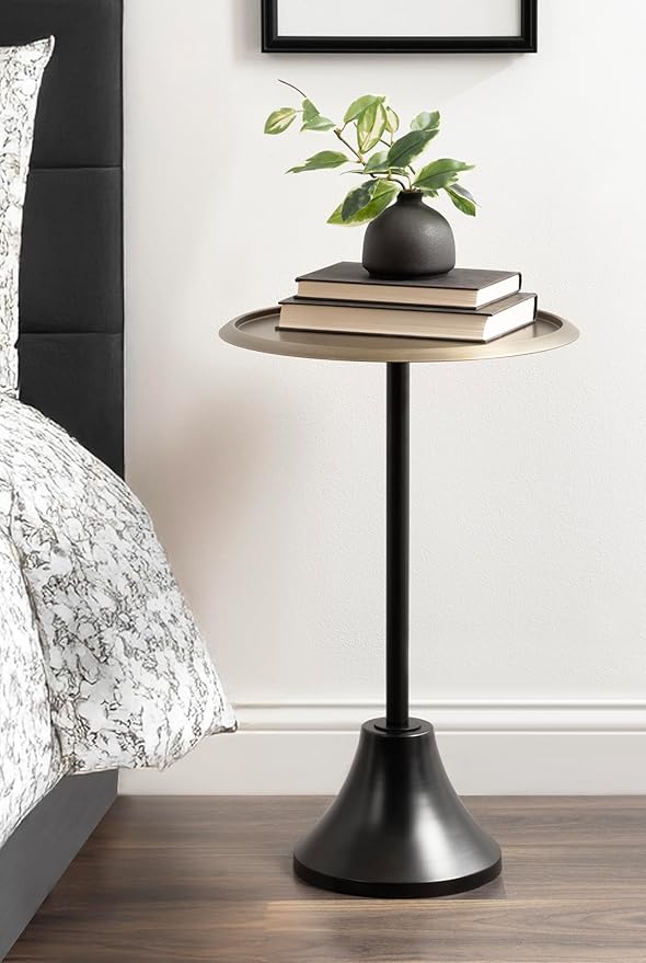 Kate and Laurel Sanzo Modern Pedestal Round Side Table; 15 x 15 x 24; Antique - Image 4