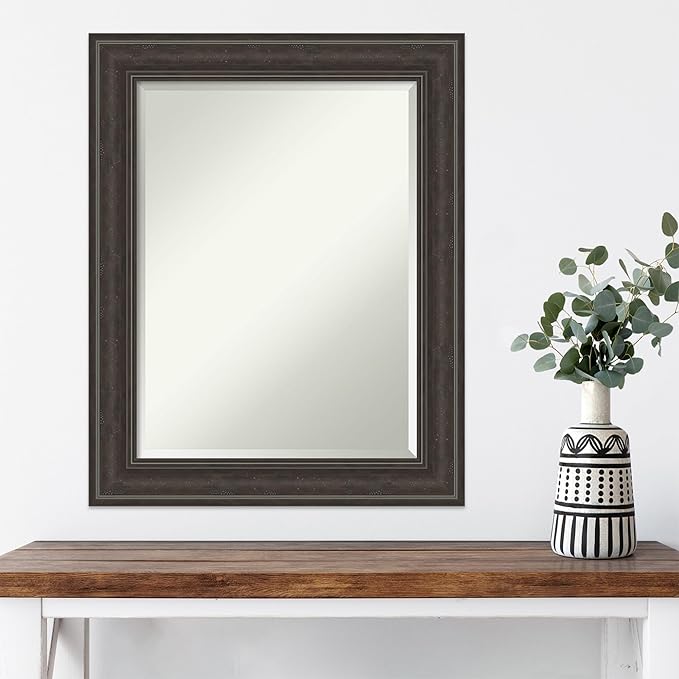 Amanti Art Brown Wall Mirror 30x24 Shipwreck Greywash Rectangle Bathroom Mirror - Image 4