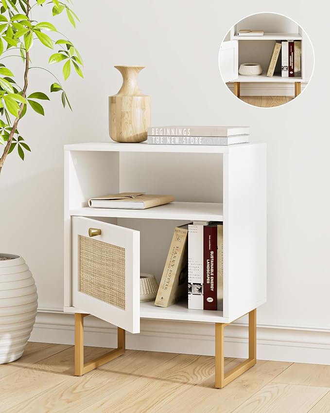 Rattan Nightstand, Mid Century Modern Night Stand, Boho Farmhouse Wood Bedside - Image 5