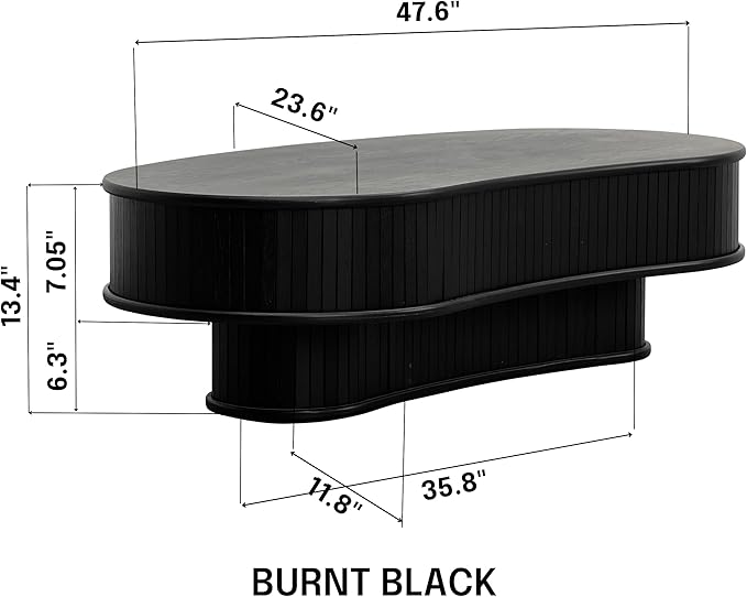 NTC Ripple DOU Coffee Table, Modern Wooden Double-Layer Center Table, Vertical - Image 2