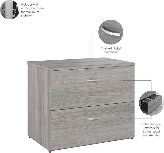 Bush Business Furniture Studio C 2 Drawer Lateral File Cabinet in Platinum Gray - Image 5