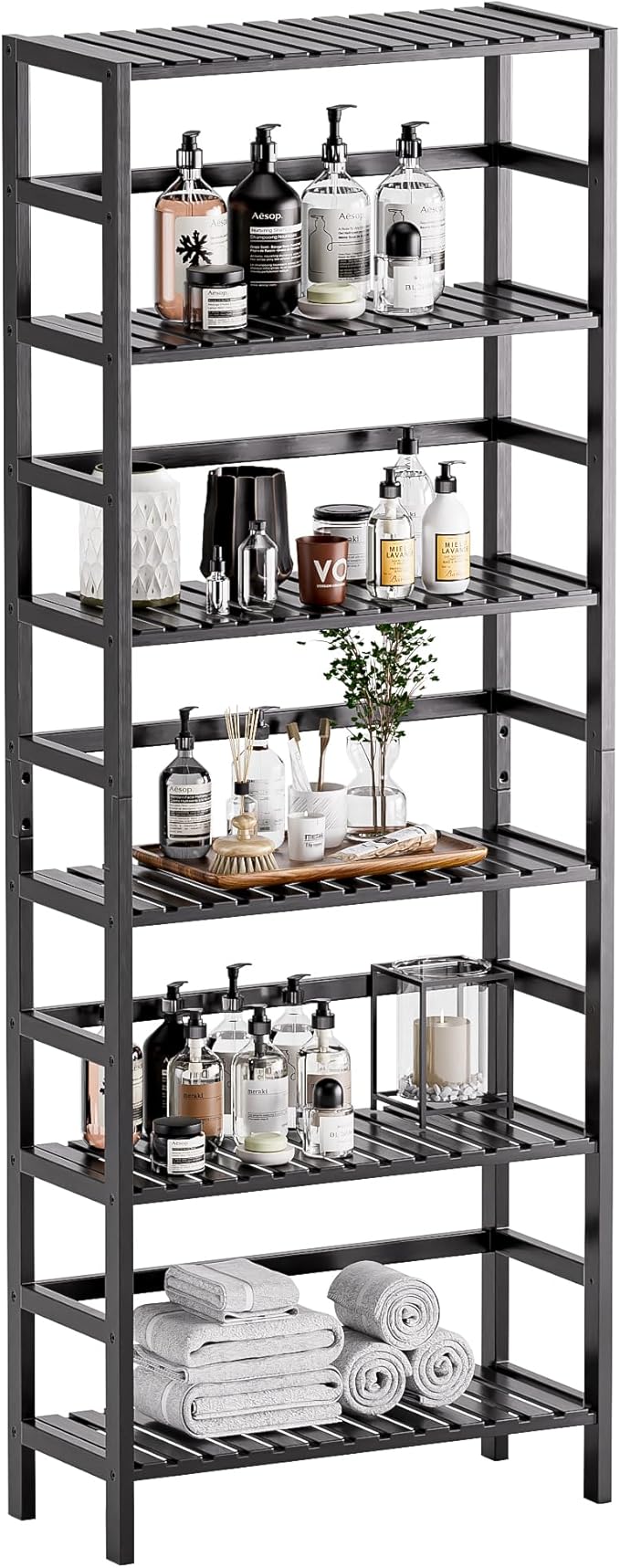 HITNET Bamboo Bookshelf, 6-Tier Tall Open Bookcase by HITNET