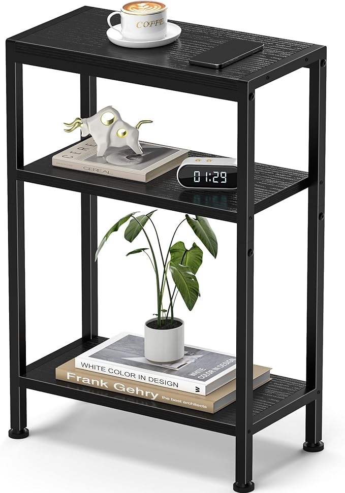 Narrow Side Table for Small Space, 3-Tier Small End Table by HOME