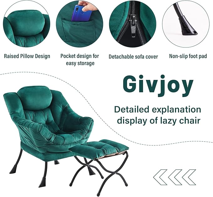 Lazy Chair and Ottoman, Large Accent Lounge Chair - Image 4