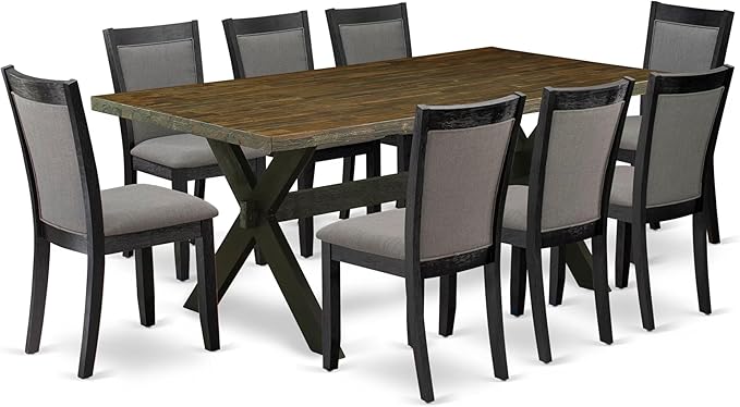 East West Furniture X677MZ650-9 9 Piece Dining Set Includes a Rectangle Dining by EastWestFurniture