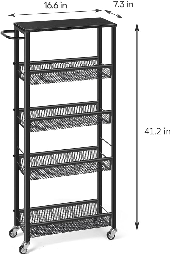 MOOACE Slim Storage Cart, 5 Tier Kitchen Rolling Carts - Image 4