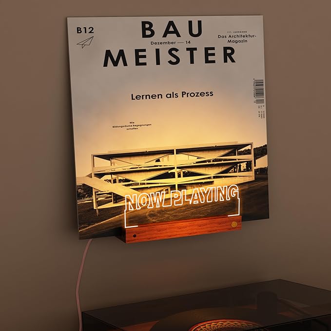 Now Playing Vinyl Record Stand Wall Mount, Light up Record Holder, Wooden - Image 7