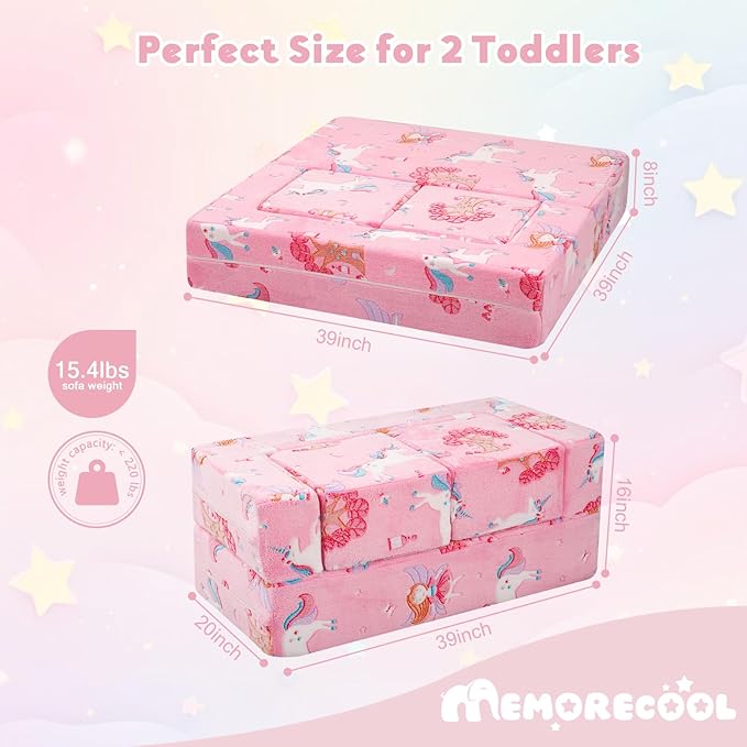 MeMoreCool Modular Kids Couch, Glow Play Toddler Couch - Image 3