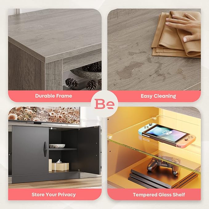 Bestier 70 Inch Led TV Stand for 75 Inch TV Large Entertainment Center Gaming - Image 6