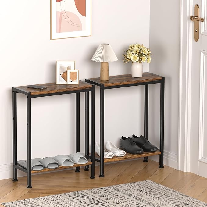Narrow Side Table for Small Space, 2-Tier Small End Table - Image 6
