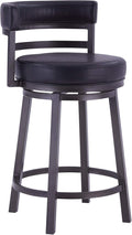 Armen Living Madrid 26" Counter Height Swivel Barstool in Ford Black Faux by ArmenLiving