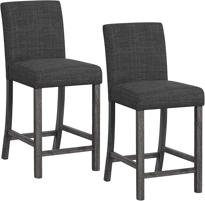 COSTWAY Upholstered Counter Height Stools Set of 2, Bar Stools w/Ergonomic by COSTWAY
