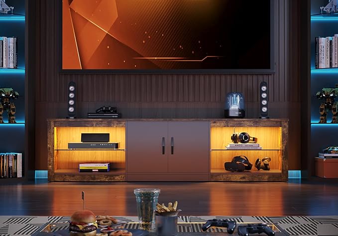 Bestier 70 Inch Led TV Stand for Large TVs - Image 8