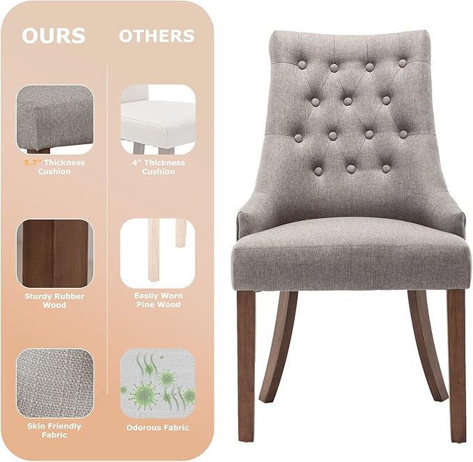 COLAMY Wingback Upholstered Dining Chairs Set of 4, Fabric Side Dining Room - Image 6