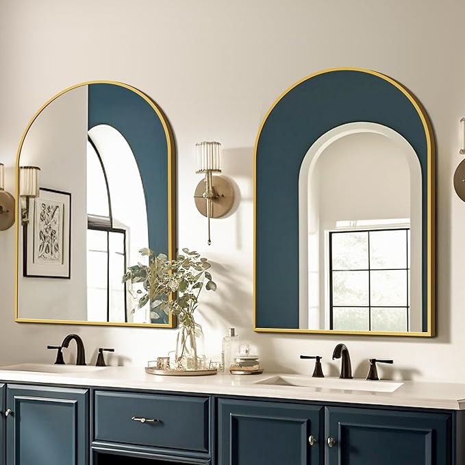FICTOR Bathroom Vanity Mirror for Wall, 2 Pack 24”x36” Arched Metal Framed - Image 5
