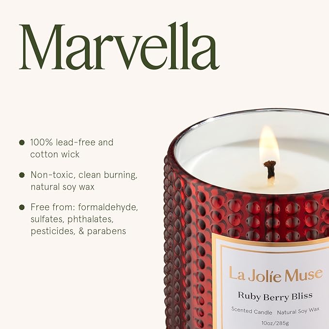 LA JOLIE MUSE Ruby Berry Bliss Scented Candle – Mandarin, Cranberry & Plum| - Image 6