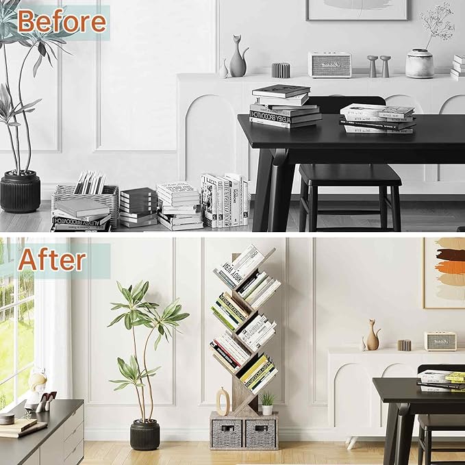 Vagusicc 6 Tier Tree Bookshelf, Small Bookcase - Image 9