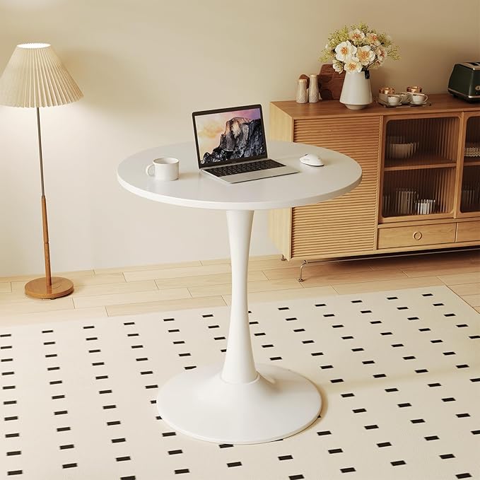 White Round Dining Table for 2 Person, 24 Inch Small Tulip Table - Image 6