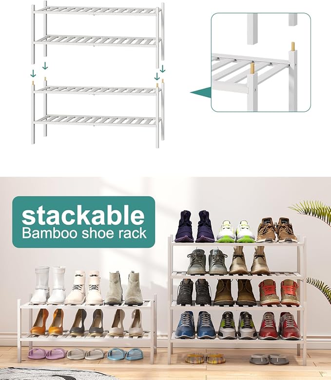 White Shoe Rack for Entryway, 2 Tier Shoe Organizer for Hallway Closet - Image 6
