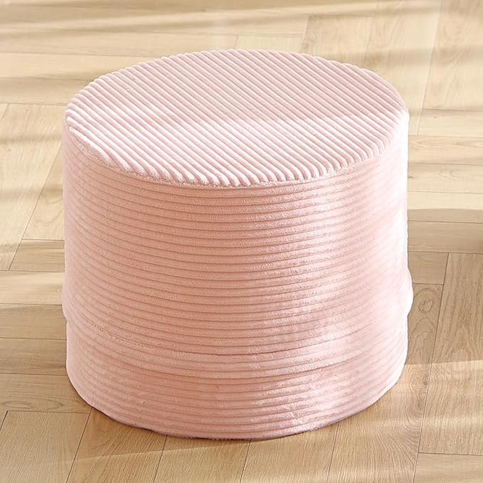 LITA Round Stuffed Pouf Ottoman, Velvet Poufs by LITA