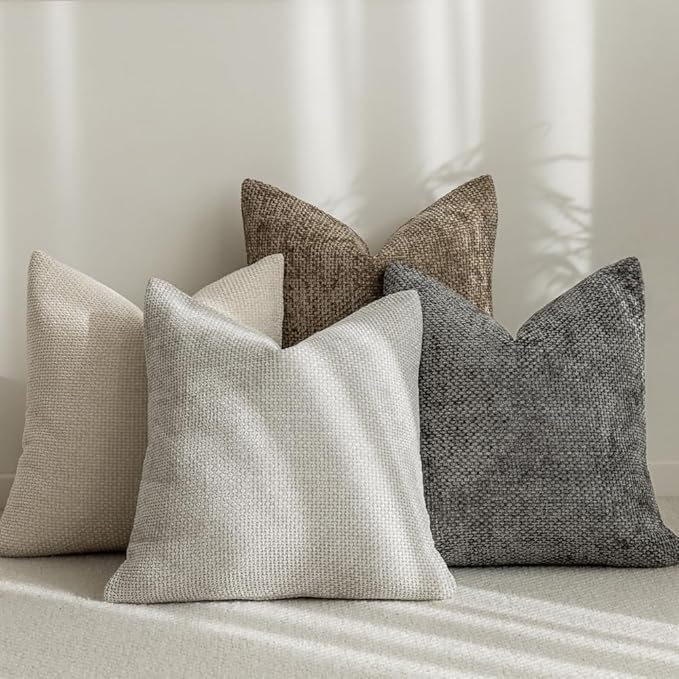 LANANAS Neutral Decorative Throw Pillow Covers 18x18 Inch by LANANAS