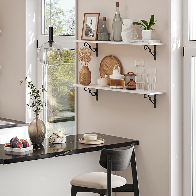 DINZI LVJ Long Wall Shelves, 23.6 Inch Large Floating Shelves Set of 2 - Image 2