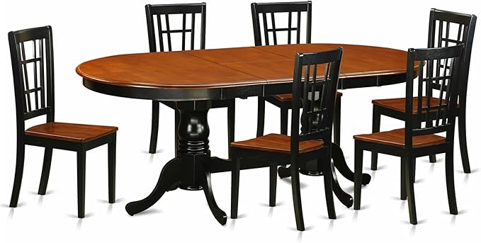 East West Furniture PLNI7-BCH-W 7 Piece Dining Set Consist of an Oval Dining by EastWestFurniture