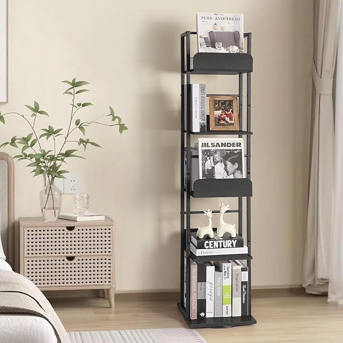 Bikoney Rotating Bookshelf, 5-Tier Bookshelves Tower - Image 2