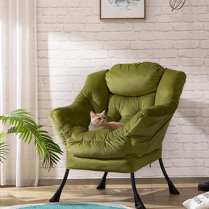 HollyHOME Modern Fabric Large Lazy Chair, Accent Oversized Comfy Reading Chair - Image 2