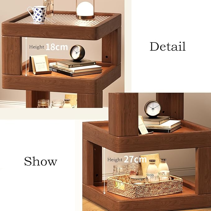 Solid Wood Nightstand, End Tables Bedroom Small Shelf Modern Nightstand Wood - Image 6