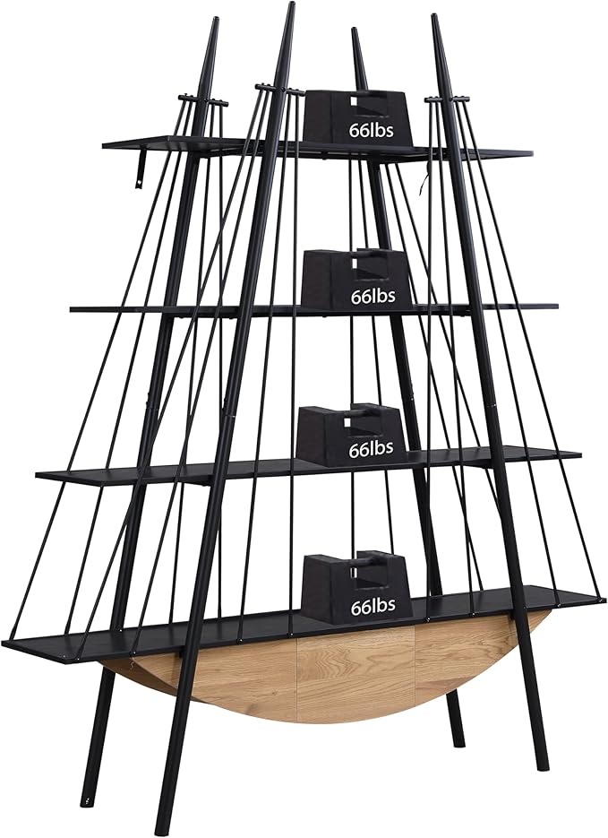 4 Tier Modern Boat-Shaped Bookshelf - Image 5