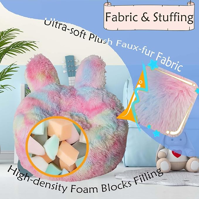 Bean Bag Chair for Kids with Plush Faux Fur Cover, 2.5FT Memory Foam Filled - Image 3
