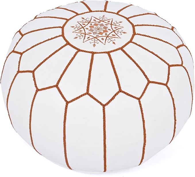Marrakesh Gallery Genuine Leather Round Pouf Unstuffed - Image 2