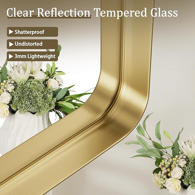 Bathroom Mirror 20x30 inch, Modern Round Corner Bathroom Vanity Mirror - Image 3