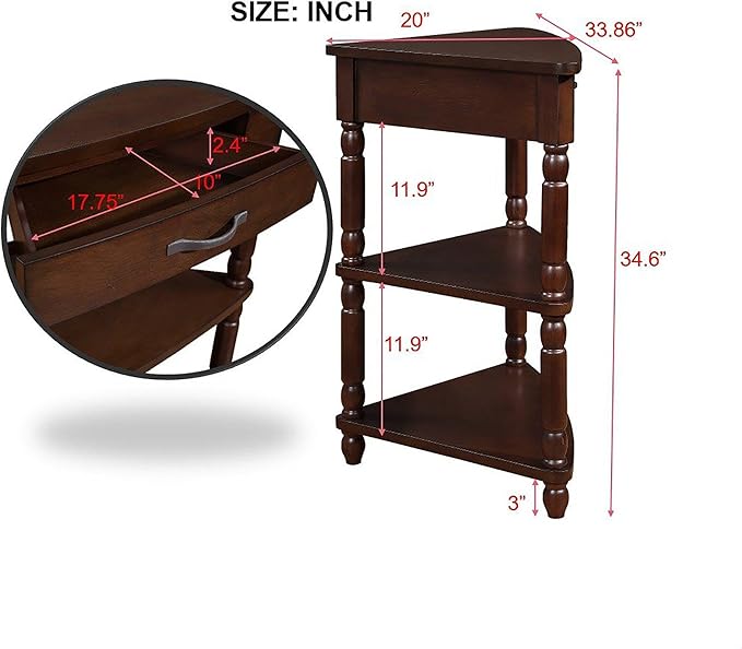 GDFStudio Trmxmbi 3 Tier Corner Console Table - Image 2