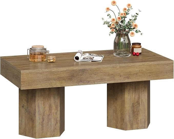 GiftGo Coffee Table Mid Century Modern Center Living Room Table Farmhouse by GiftGoDirect