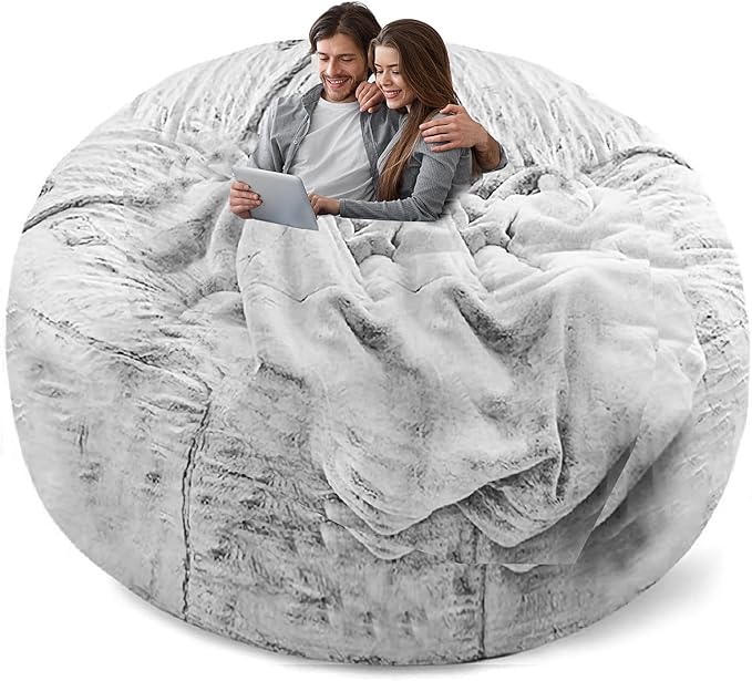 Bean Bag Chair Cover Without Filler, Big Round Soft Fluffy PV Velvet Washable by YudouTech