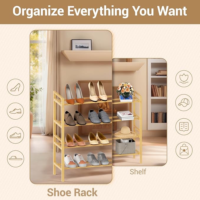 Haddockway Bamboo Shoe Rack for Closet, Free Standing Shoe Organizer - Image 5