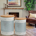 Glitzhome Farmhouse Accent Side Table, Metal Storage Stool Ottoman by Glitzhome