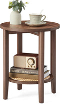 VASAGLE Round Side End Table, 2-Tier Boho Bedside Table by VASAGLEbySONGMICSHOME