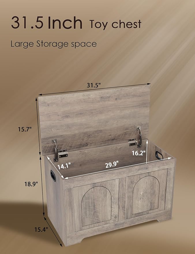 DINZI LVJ Storage Chest, 31.5”Wooden Storage Box - Image 3