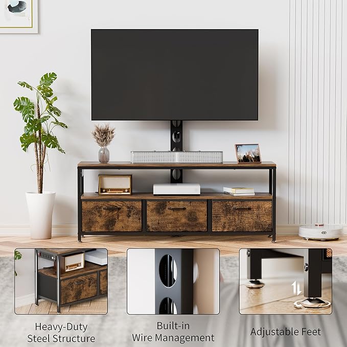 JUSTOGO TV Stand with Mount and Power Outlet, TV Stand with Drawers Storage - Image 7