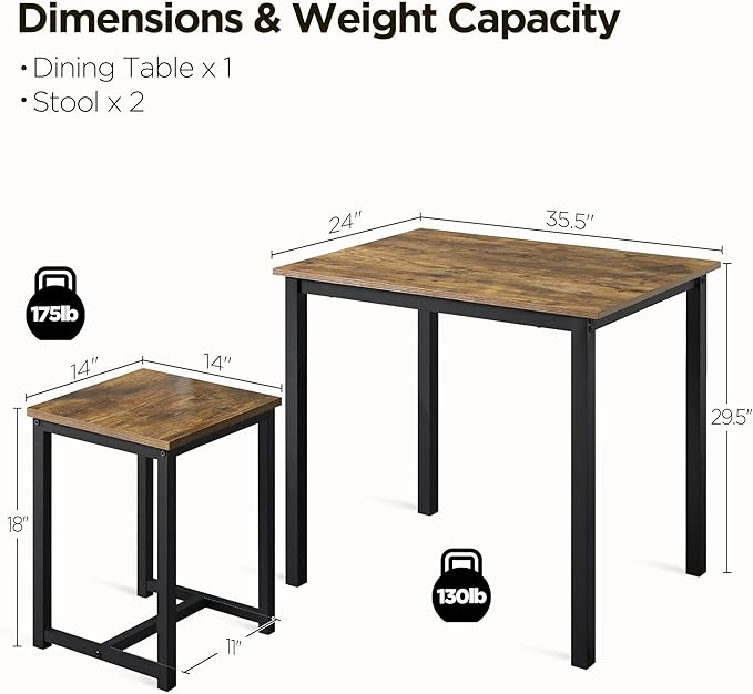 Yaheetech Industrial Dining Kitchen Table Set - Image 3