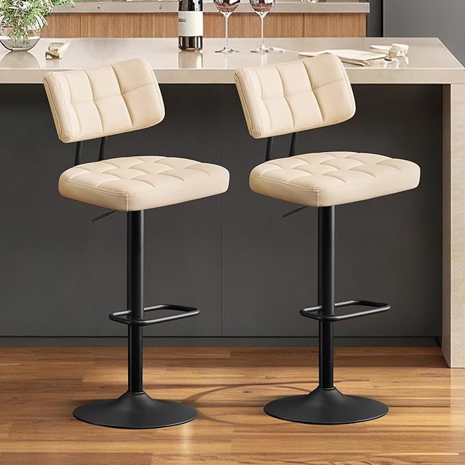 Furniliving Modern Bar Stools Set of 2 Faux Leather, Upholstered Swivel by FurnilivingFurnitureforHome