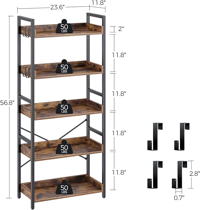 Rolanstar Bookshelf 5 Tier - Image 3